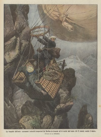 Tragedies of the Air, German Aeronauts Transported from Berlin to Croatia and Killed There by Achille Beltrame